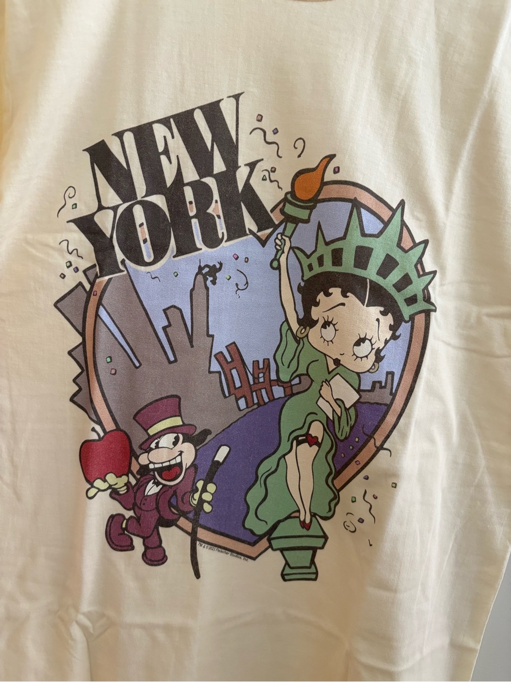 Betty Boop New York Graphic Tee - Cream, Green, Purple